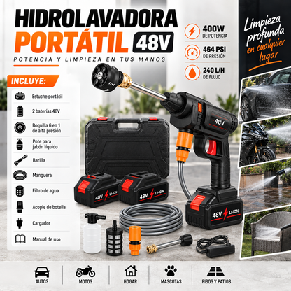 Hidrolavadora Portatil 6 boquillas + Accesorios
